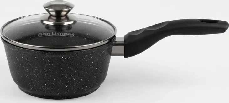 Ковш 2,2л со съемной ручкой, стекл. крышкой, АП (темный мрамор)