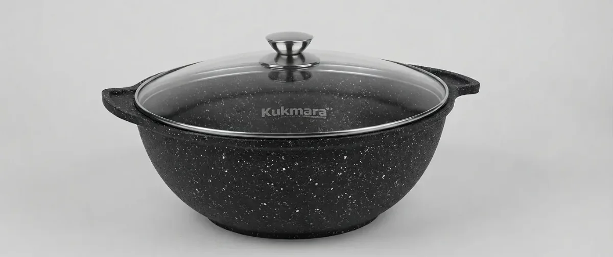 Казан для плова 3,5л со стеклянной крышкой, АП (темный мрамор)	кмт37а